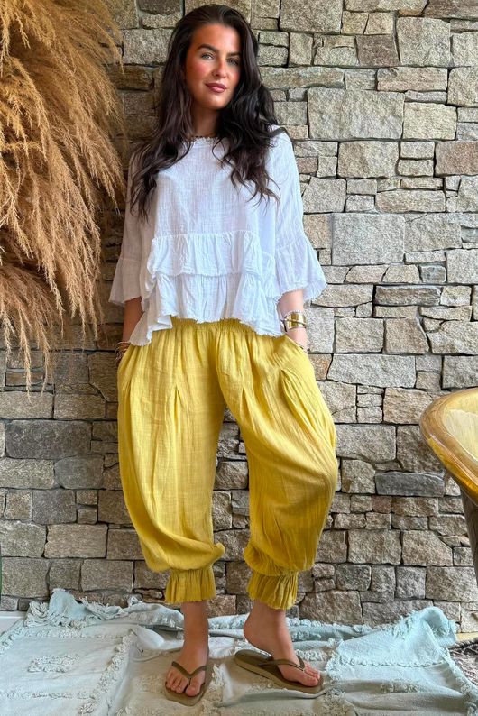 Sundaze Cheesecloth Bloomer Pant Soft Ochre